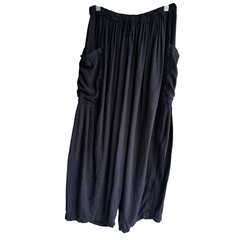Free People Black Harem Boho Gauze Elastic Waist Cargo Pull On Pant Pocket Small